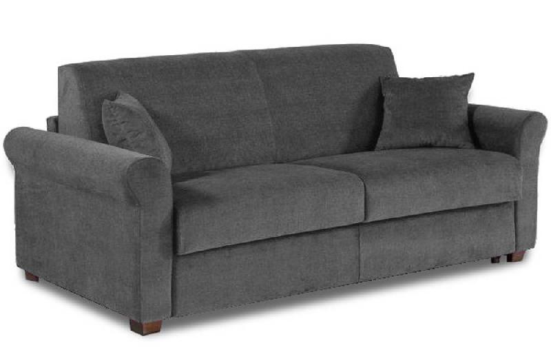 CANAPÉ 2-3 PLACES ROMANTICO EN MICROFIBRE GRAPHITE COUCHAGE 120CM CONVERTIBLE SYSTÈME EXPRESS SOMMIER LATTES MATELAS 16 CM_0