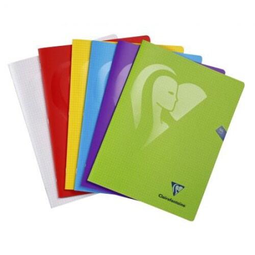 Clairefontaine Lot de 10 Cahier Mimesys 24x32, 96p./48 feuilles 90 g/m² piquées, coloris assortis (6), quadrillé 5x5 - 3329683033622_0