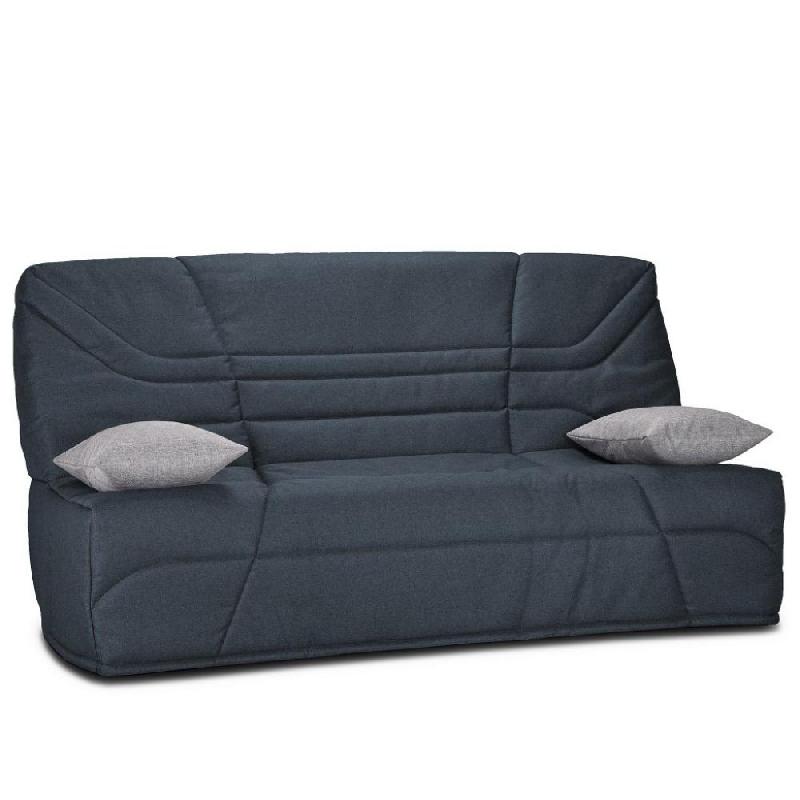 Clic Clac Convertible Bologne 130x190 cm - Matelas Confort Bultex - Bleu avec Coussins Gris_0