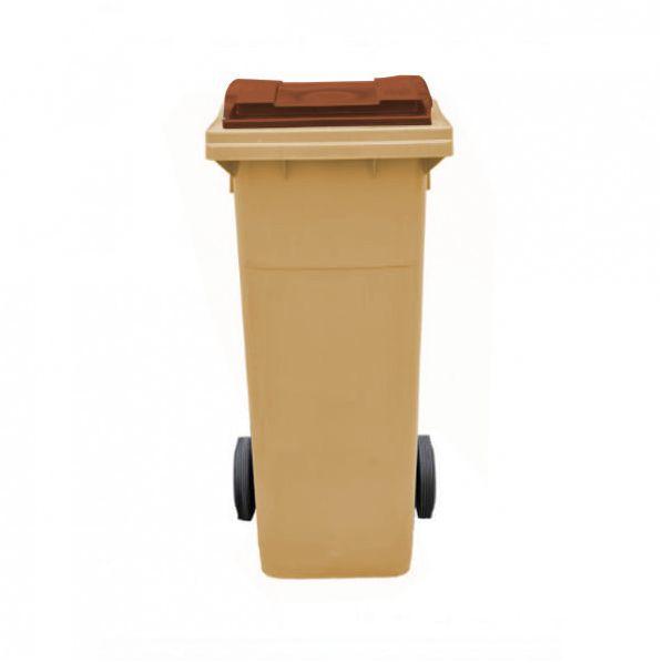 Conteneur poubelle Sulo - 140 litres marron avec 2 roues silencieuses - Fabriqué en France_0