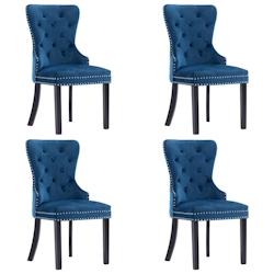 Décoshop26 - Set de 4 chaises de salle à manger dossier capitonné en tissu velours bleu DEC025611 - bleu 3000255345878_0