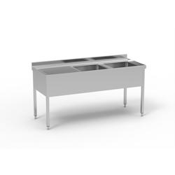 ERATOS Plonge Gamme 700 - Acier inoxydable AISI-304 18/10 - 1800x700x850 - 2 Cuves 500x500x300 - Égouttoir à gauche - FGB-187/21I_0