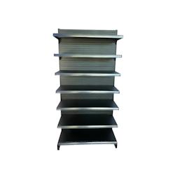 EUROP'METAL Gondole murale Départ simple face - Noir mat granulé - H.206 x P.40 x L.133 cm - Base + 6 tablettes supérieures avec porte-étiquettes - M7PROF400N_0