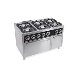 HR FAINCA - Fourneau à gaz Série 750 avec four GN2/1 - 6 brûleurs (3x6.8kW et 3x8.5kW) - Four 7kW - Acier inoxydable 18/10 - 1200x750x880mm - C6F750H_0