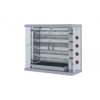 Rôtissoire professionnelle à gaz - 4 broches / 24 poulets - Acier inox AISI 304 - PZ288_0