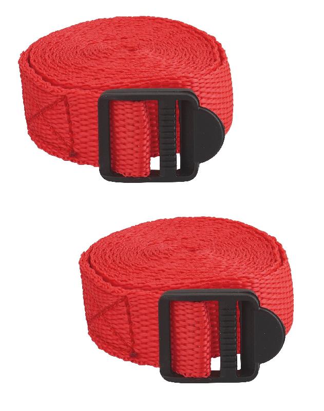 Lot de 2 sangles à bagage 1,80m - boucle plastique - polyester - marque Thirard - rouge_0