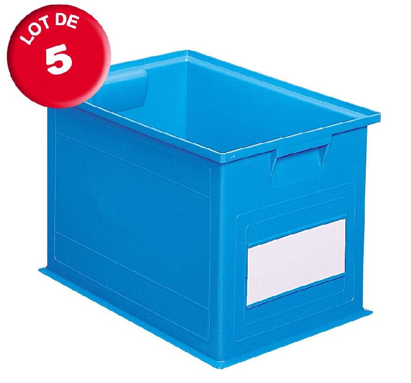 Lot de 5 caisses plastiques cp 40.5 litres bleues_0