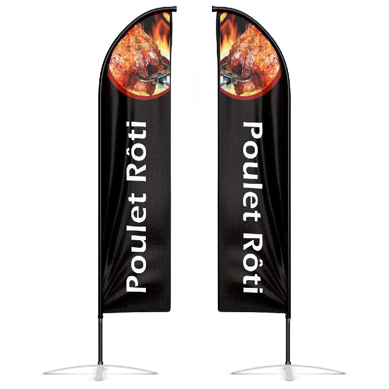 Oriflamme POULET RÔTI Noir Double Face 3,40m - Kit Complet (Mât + Pied + Lestage) - noir polyester 3760418900053_0