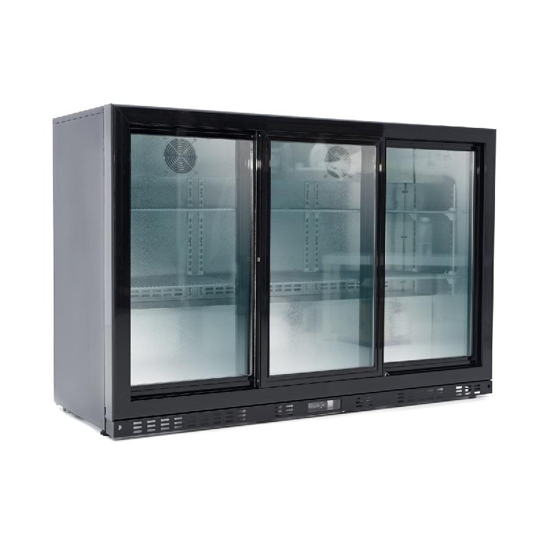 Réfrigérateur de bar EASYLINE, noir / 3 portes coulissantes en verre, hauteur 900 mm, 1350 x 520 mm - plastique 11972_0