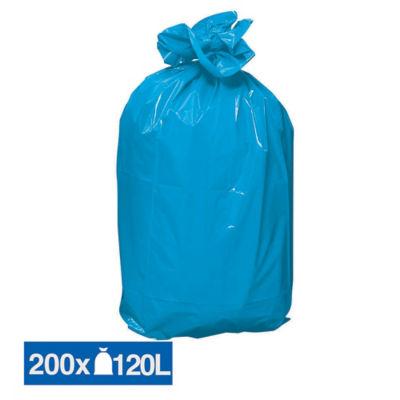 Sacs poubelle déchets lourds tri sélectif bleus 120 L, lot de 200_0