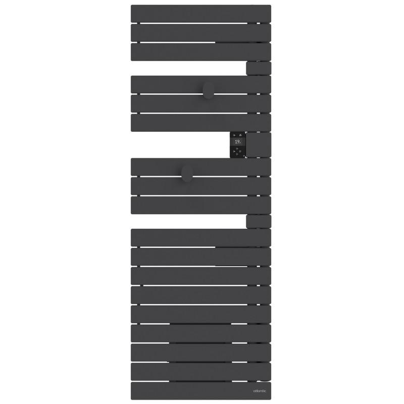 Sèche-serviettes connecté Nefertiti mât à droite 750W anthracite - Atlantic - 850039_0