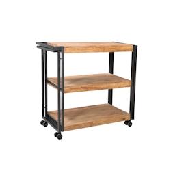 SIT Möbel Servante de cuisine | Sur roulettes | 3 tablettes : Acacia naturel | Métal recyclé noir antique | L 80 x P 35 x H 80 cm - multicolore mul_0