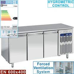 Table de congélation ventilée - 3 portes 600x400 mm - TP3B/L - Inox alimentaire AISI 304 - Groupe compresseur tropicalisé_0