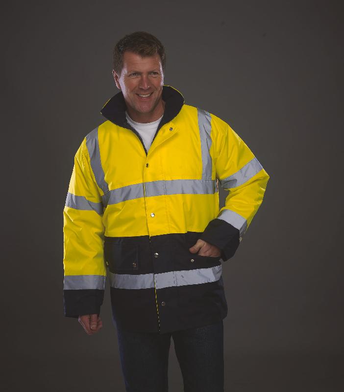 Veste de sécurité bicolore haute visibilité Yoko - Réf: YHVP302 - Normes EN ISO20471:2013 et EN343 - Hi Vis Orange/Navy ou Hi Vis Yellow/Navy_0