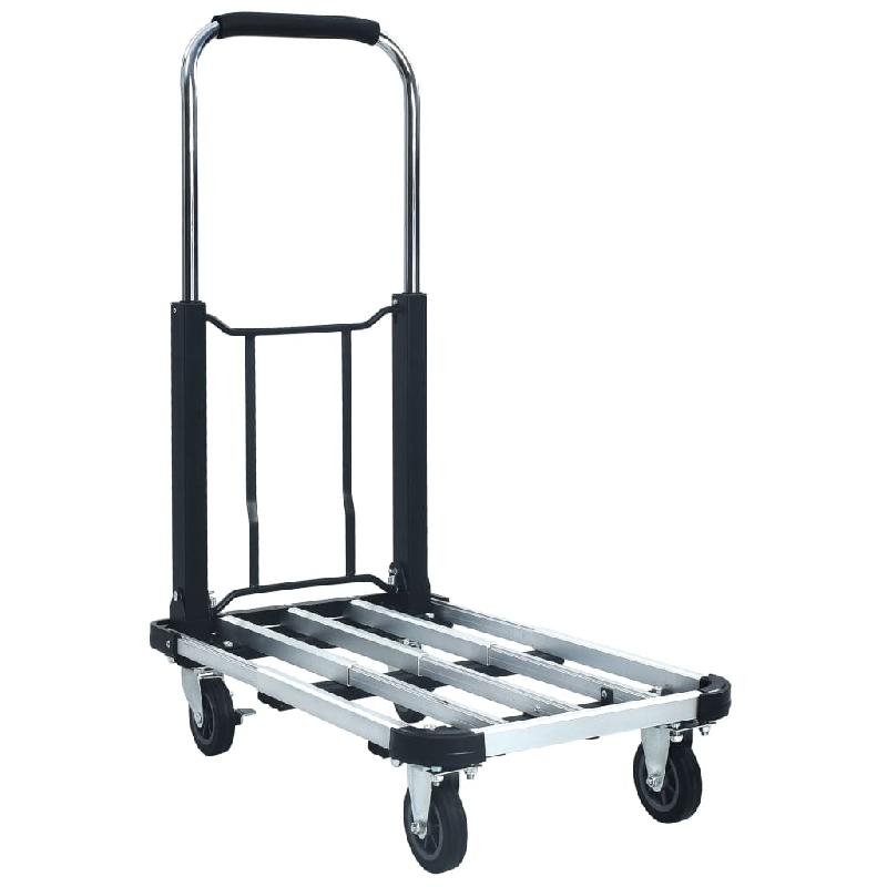 Vidaxl chariot de transport pliable 150 kg aluminium argenté 146448_0