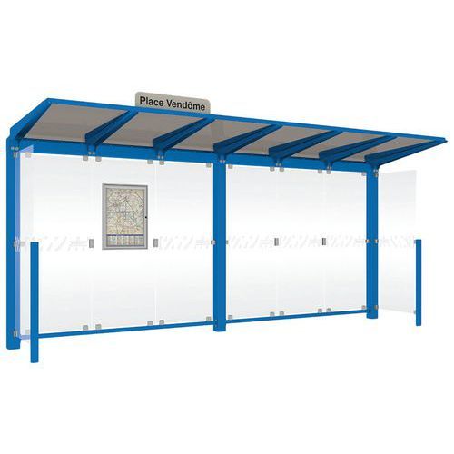 ABRI BUS VENISE 5 M - BARDAGES LATÉRAUX ET LEDS - BLEU 5010 - PROCITY