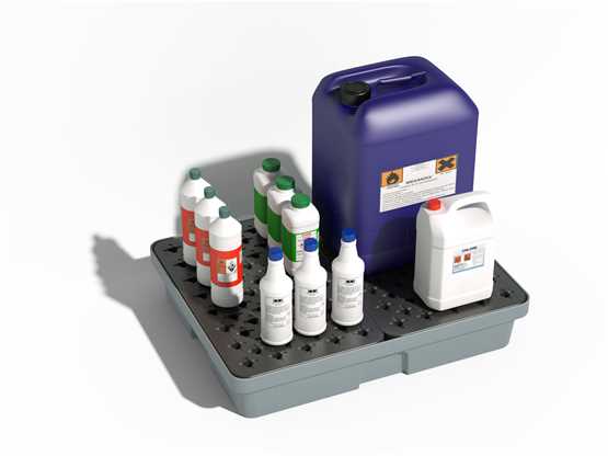 Bac de rétention LABO-RETEN 60 litres - BACPV60/G-C - plastique rigide, adapté au stockage de petits bidons_0