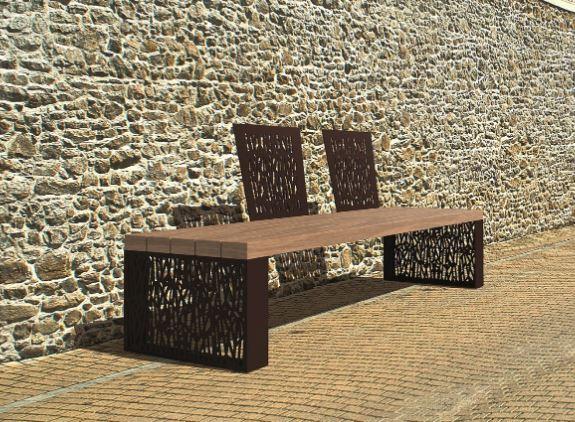 Banc public en acier et bois Alba - design contemporain - longueur 2000 mm_0
