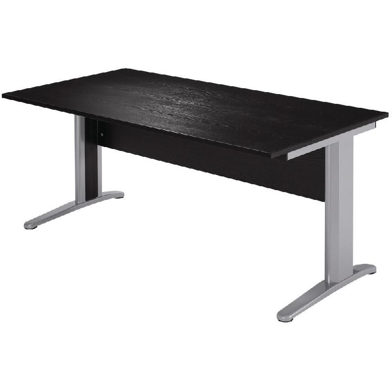 BUREAU DROIT PRONTO MÉTAL - L.160 X P.80 CM - PLATEAU NOIR - PIEDS L ALUMINIUM