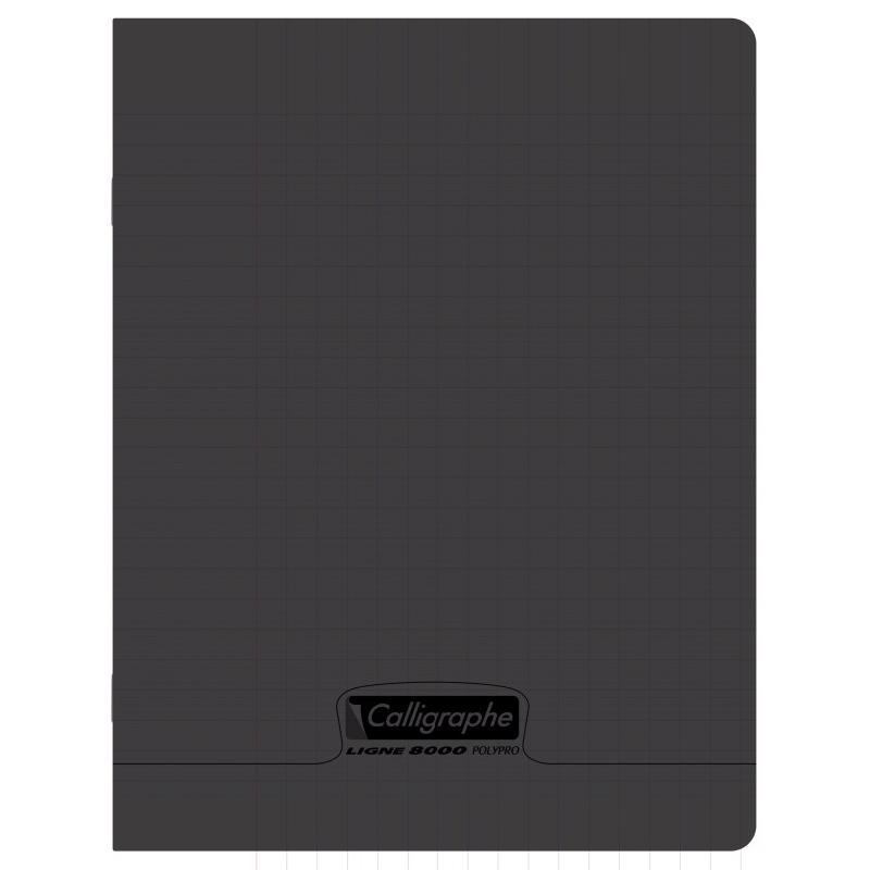 Calligraphe Lot de 10 Cahier Ligne 8000 17x22, 48p./24 feuilles 90 g/m² piquées, couv. PP noire, Séyès - 3210330189109_0