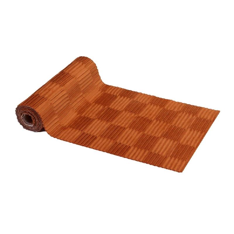Chemin de table velours plissé terracotta 28 cm x 3 m_0