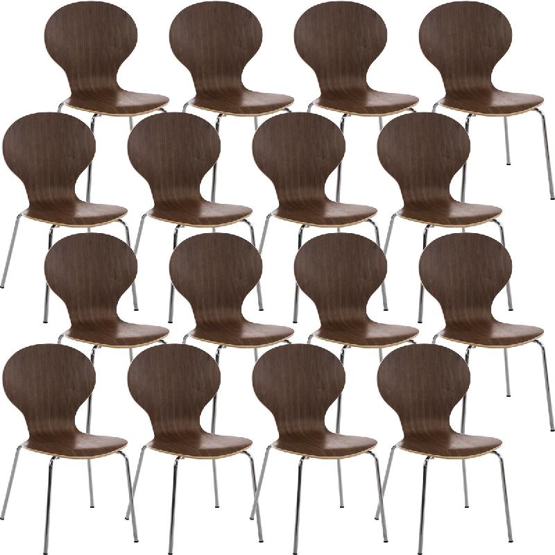 CLP Lot de 16 chaises empilables en bois Diego Noyer - marron Bois manufacturé 1511684103_0