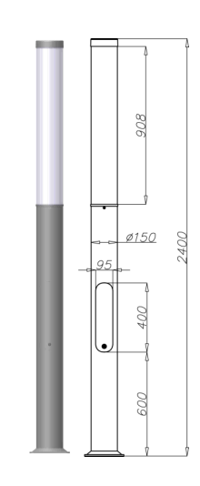 Colonne lumineuse d'éclairage public karin 2400 / led / 39 w / en aluminium anodisé / 2,4  m_0