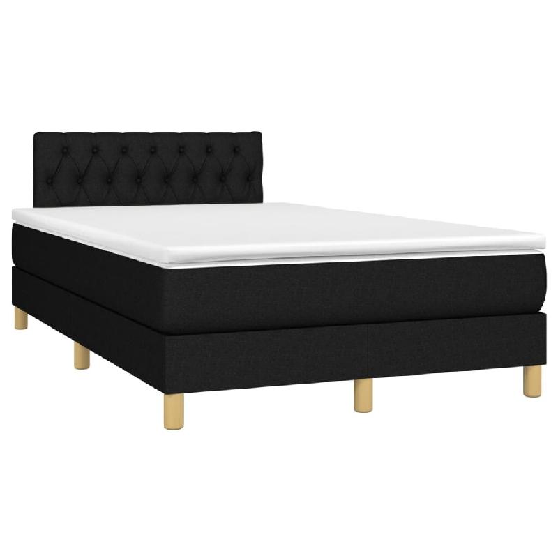 Décoshop26 - Cadre de lit LED avec sommier tête de lit matelas 120 x 200 cm tissu noir TDL0209283 - noir 3001708247763_0
