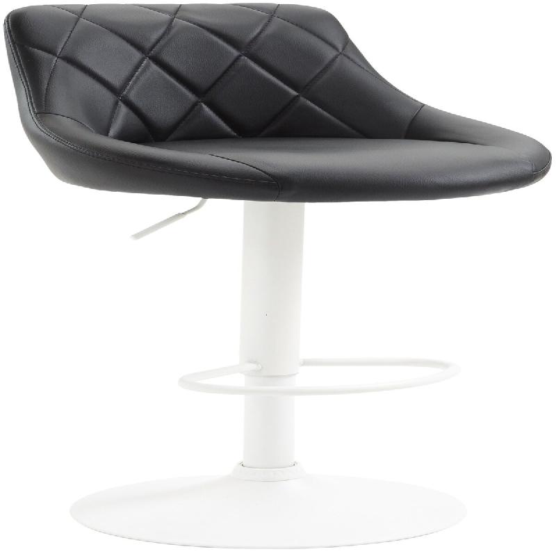 Décoshop26 - Tabouret de bar en synthétique noir pivotant avec repose-pieds métal blanc coutures décoratives TDB10596 - blanc 3000412269603_0
