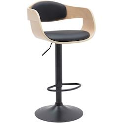 Décoshop26 - Tabouret de bar x1 design scandinave en PVC noir et structure en bois clair pieds métal noir 10_0005035 - noir 3000252421919_0