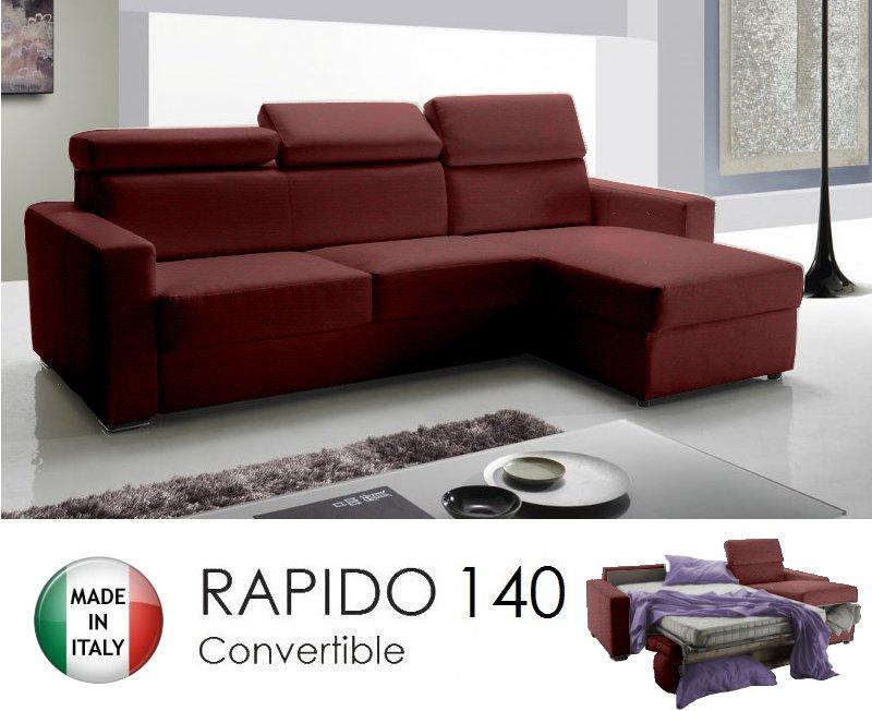 Canapé d'angle réversible express Sidney - 140 cm - Coffre - Têtières réglables - Microfibre bordeaux - Matelas 16 cm_0