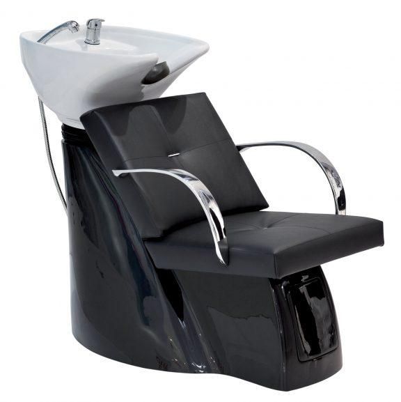 Bac de lavage 1 place Egg A4L01/A4L01M - structure en fibre de verre noire et cuvette en céramique blanche_0