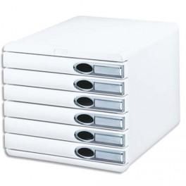 ESSELTE MODULE DE CLASSEMENT ALLURA 6 TIROIRS AVEC BUTÉES D'ARRÊT. - DIM. L28,5 X H25,2 X P34,5 CM BLANC