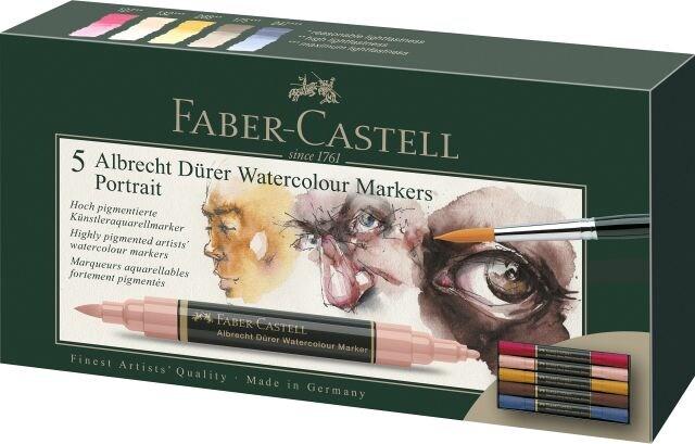 FABER-CASTELL Boîte de 5 marqueurs peinture Albrecht Dürer, double pointe, encres assorties portrait - 160307_0