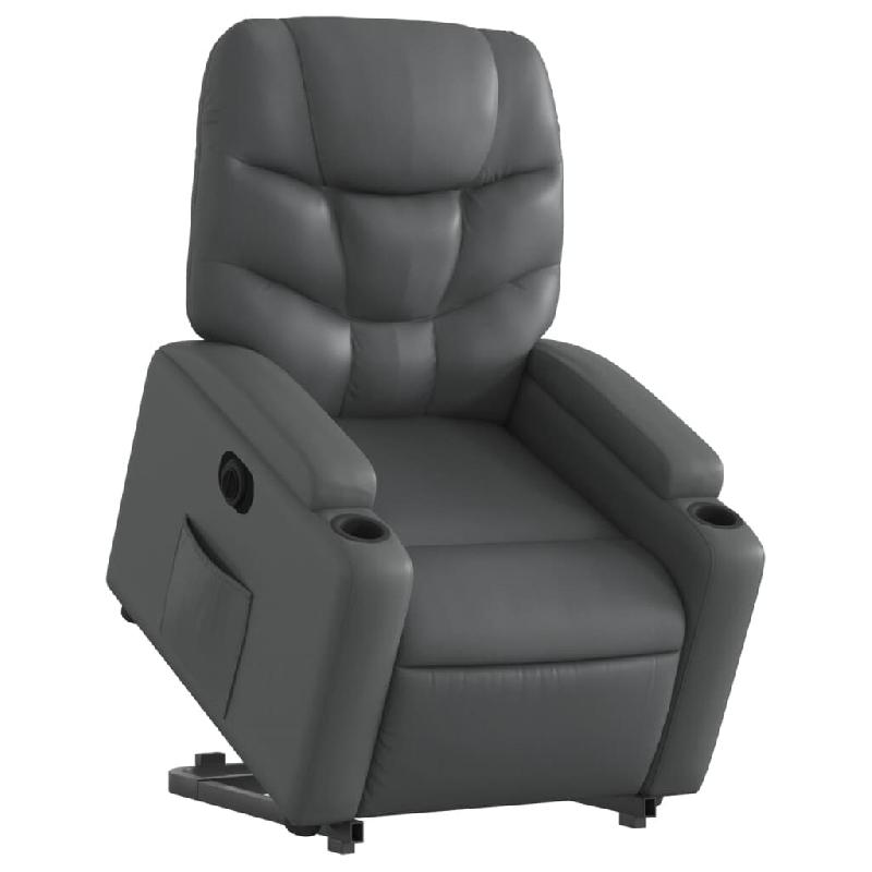 Fauteuil inclinable électrique gris similicuir Modèle Wermelis - 8721012171633_0
