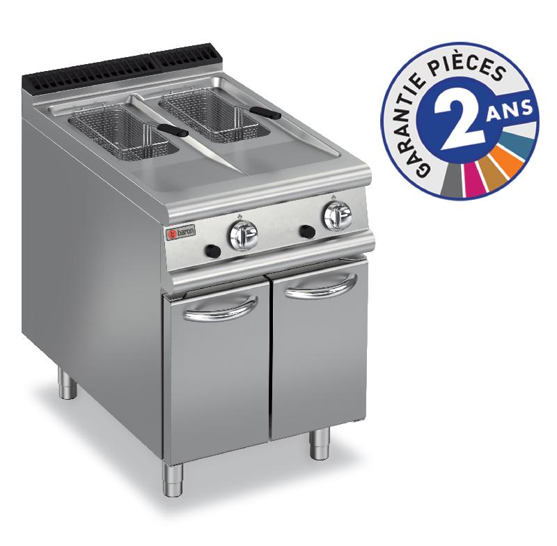 Friteuse à gaz - 2x 10 litres - Gamme 700 - Baron 70FRIG610 avec placard fermé et zone froide_0
