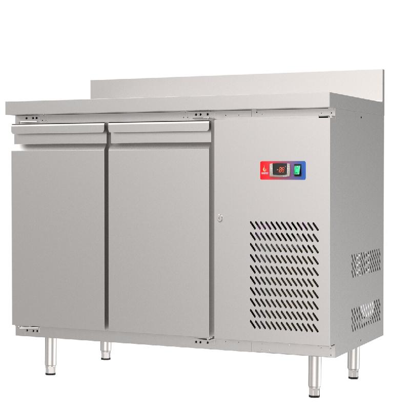 Gasfrit - Table Réfrigérée Sous-Comptoir à 2 Portes en Acier Inoxydable avec Réfrigération Ventilée et Dosseret 1360 x 600 x 850 + 100 mm - ino_0