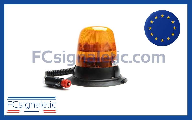Gyrophare à LED THREESIXTY Medium Tall orange embase magnétique prise allume cigare classe 1 flash SIRAC 513TLM02_0