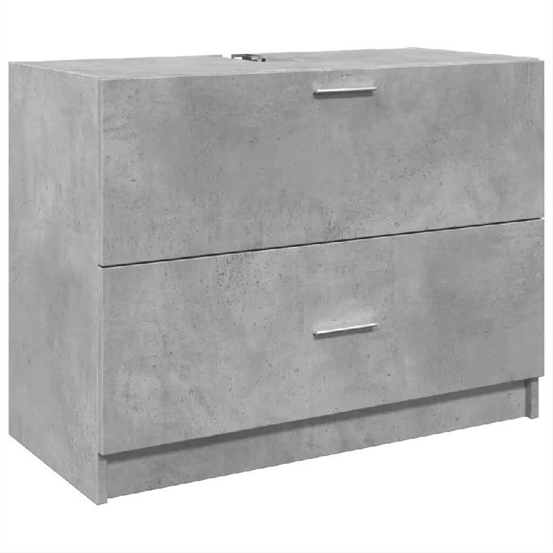 Helloshop26 - Armoire d'évier design moderne salle de bain 78 x 37 x 59 cm grand espace de rangement en bois gris béton 02_0049538 - gris Bois massi_0