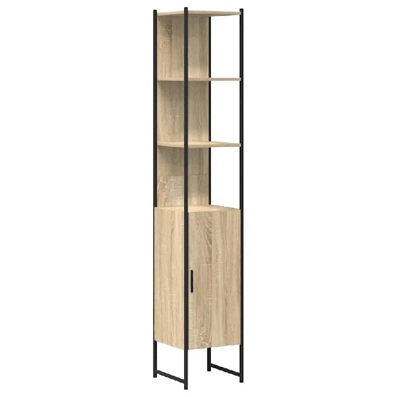 Helloshop26 - Armoire de salle de bain gain de place moderne 33 x 33 x 185 cm rangement chic en bois d'ingénierie sonoma 02_0051972 - Bois massif 300_0