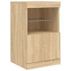 Helloshop26 - Buffet bahut commode armoire meuble de rangement organisateur cuisine salle de séjour salon avec lumières LED sonoma 02_0029961 - 3000_0