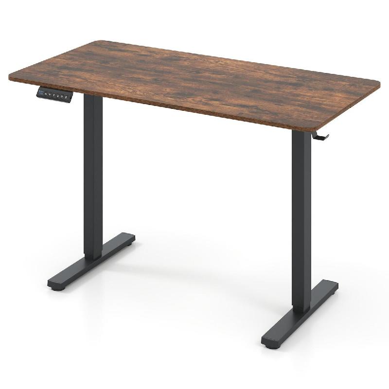 Helloshop26 - Bureau électrique ergonomique assis-debout 120 x 60 x 73-118 cm réglable 3 mémoires design rustique en bois 20_0015772 - métal 30002_0