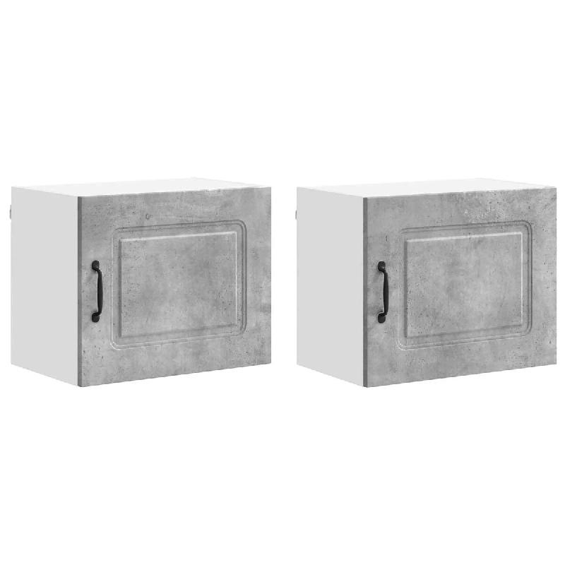 Helloshop26 - Lot de 2 armoires murales de cuisine moderne avec grand espace de stockage 50 x 31 x 40 cm en bois gris béton 02_0053580 - gris Bois ma_0