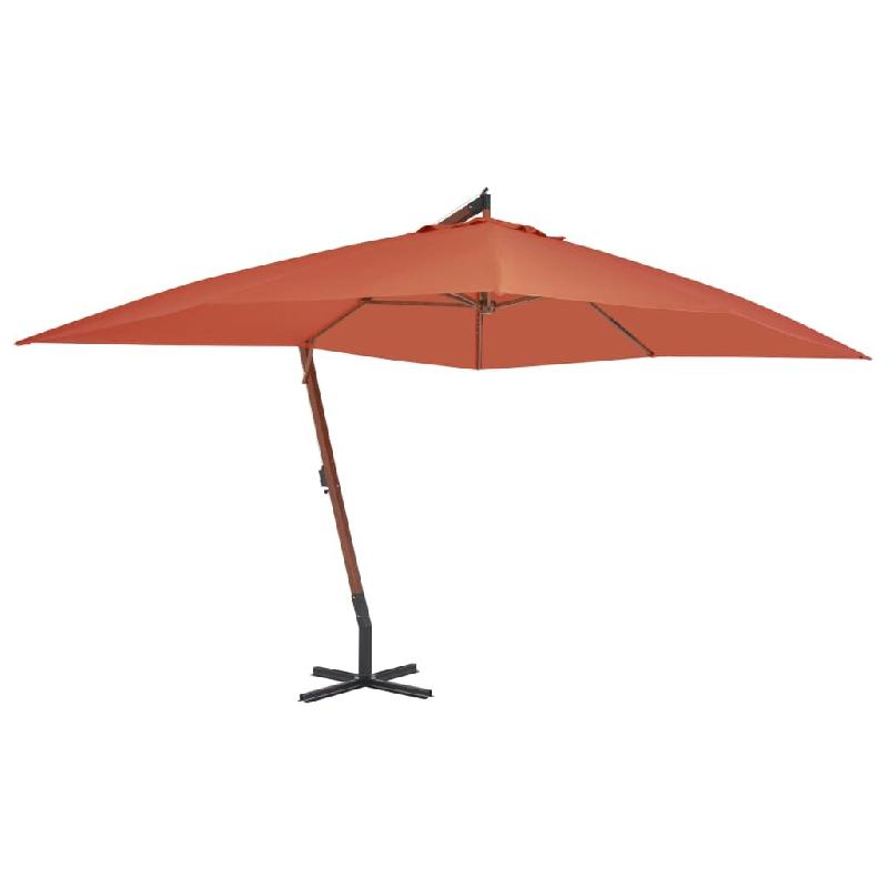 Helloshop26 - Parasol meuble de jardin en porte-à-faux avec mât en bois 400 x 300 cm terre cuite 02_0008628 - 3000460182725_0