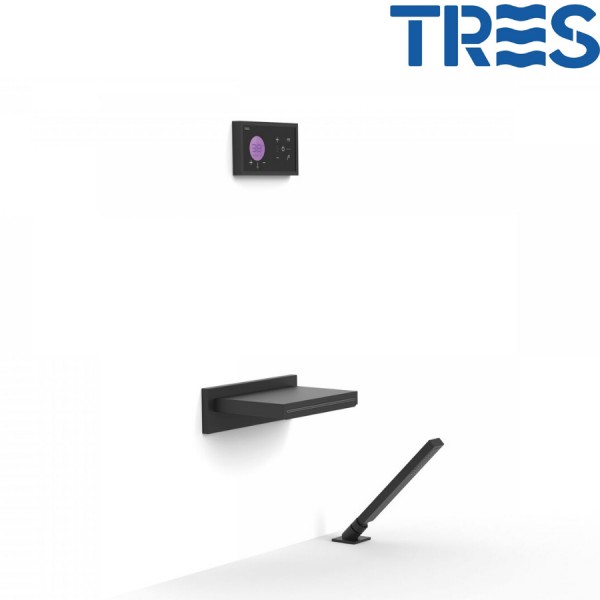KIT DE BAIGNOIRE THERMOSTATIQUE ENCASTRÉ SHOWER TECHNOLOGY AVEC BEC CASCADE NOIR MAT - TRES 09288570NM