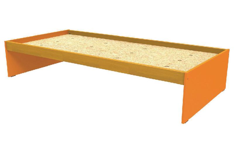 LIT SIMPLE IDENTITÉ SOMMIER AGGLO 90X200 CM ARGENT/ORANGE - MANUTAN COLLECTIVITÉS