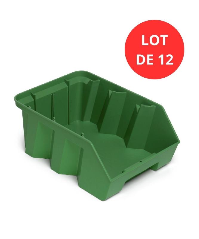Lot de 12 bacs Duetto 12,5 litres - plastique vert - fonctionnels et design_0