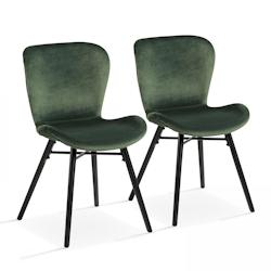 Oviala Business Lot de 2 chaises en velours vert foncé - vert 108861_0