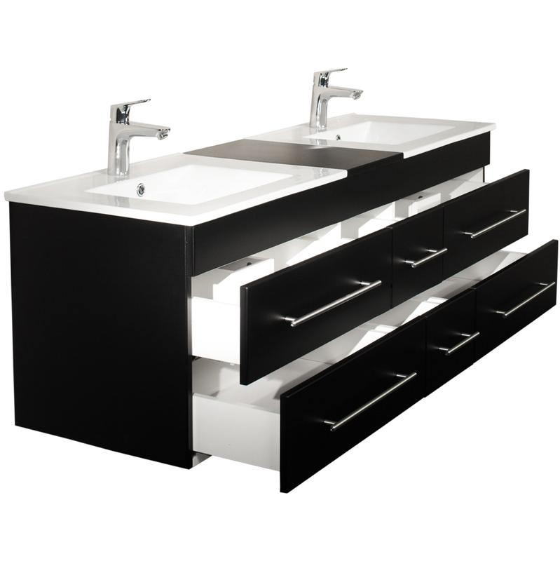 Emotion Meuble Salle De Bain Double Vasque Roma Xl Noir Satine Comparer Les Prix De Emotion Meuble Salle De Bain Double Vasque Roma Xl Noir Satine Sur Hellopro Fr
