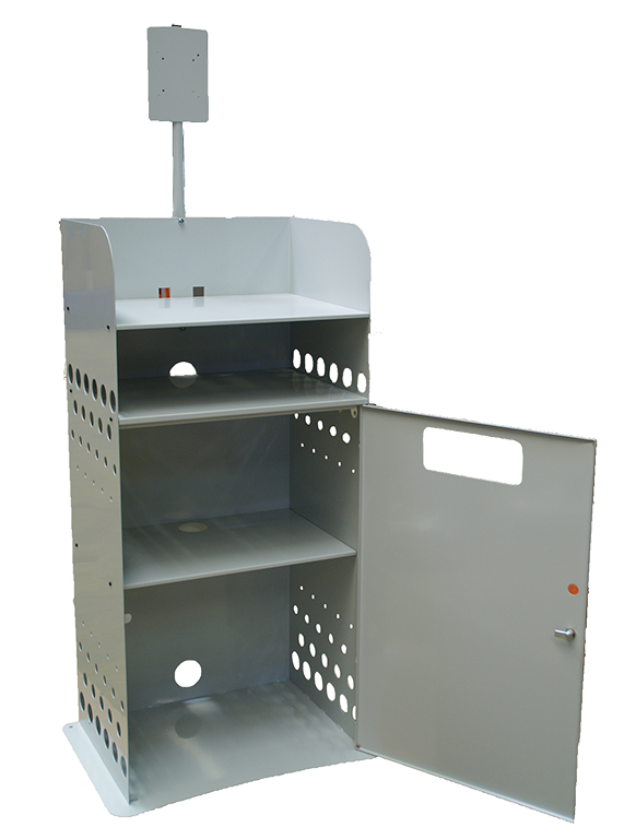 Mobilier informatique d'accueil XL - Poste fixe grand format avec tôle d'acier et options personnalisables_0